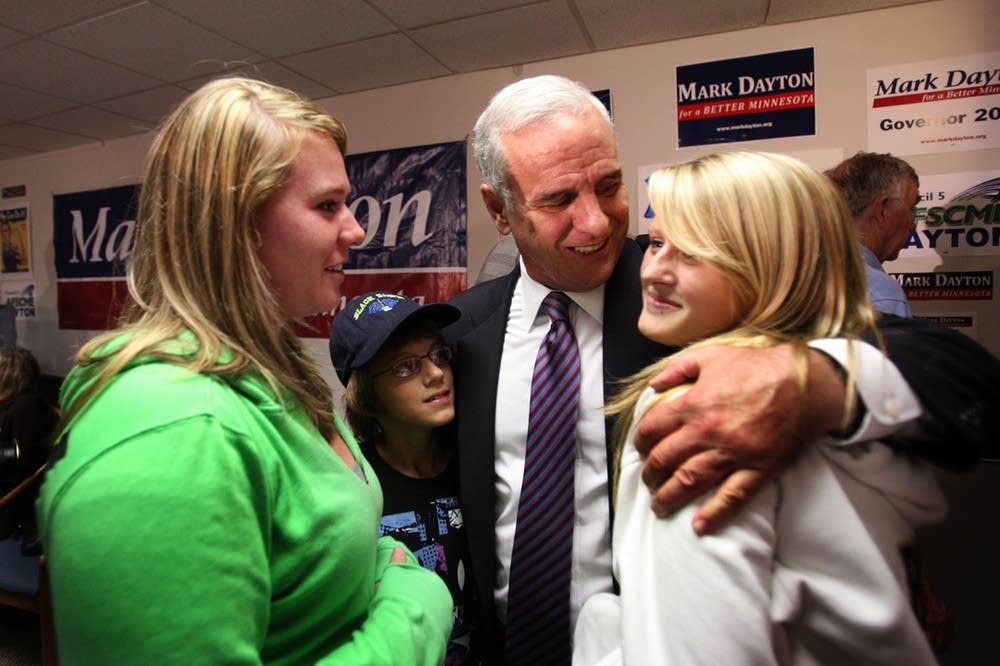 Mark Dayton gives hugs