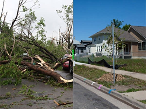 Photos of north Mpls., before and after tornado cleanup