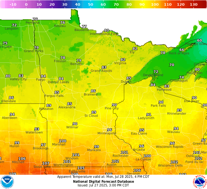 Monday's highs