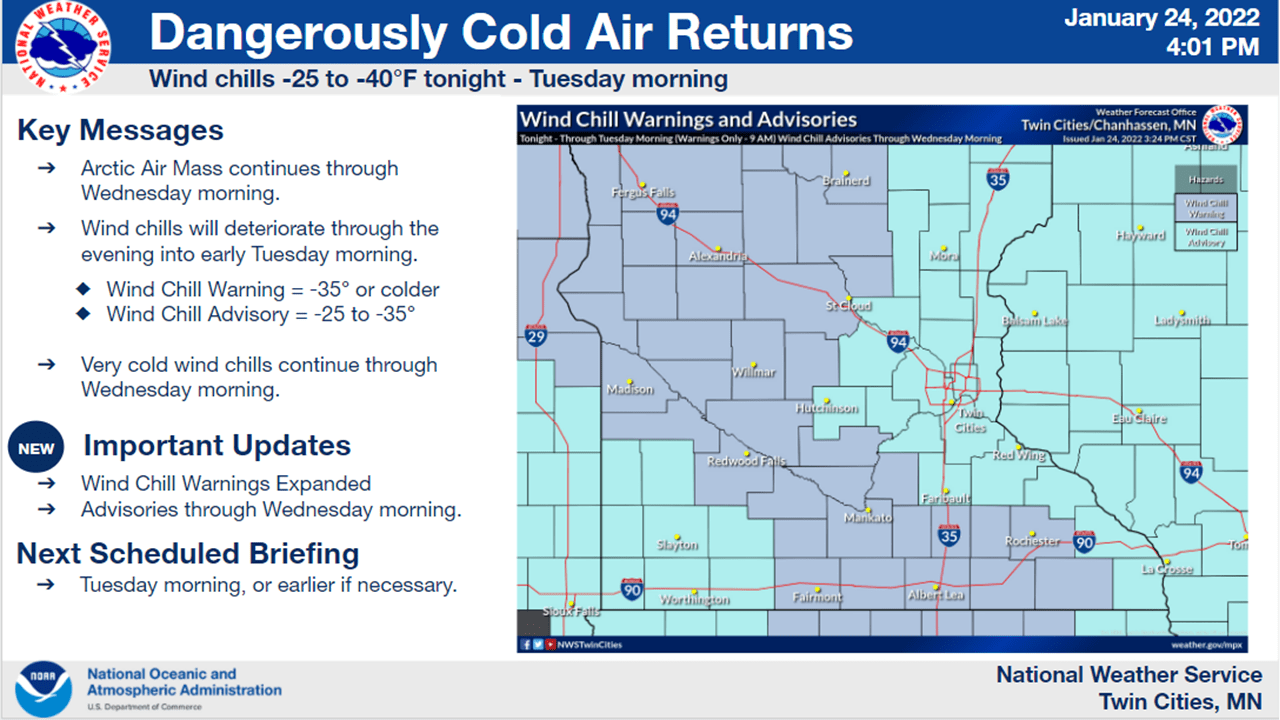 Wind chill warnings and advisories