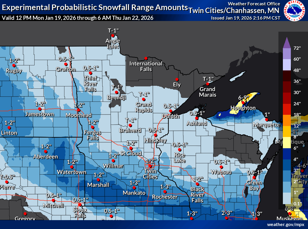 Snowfall projection for Minnesota