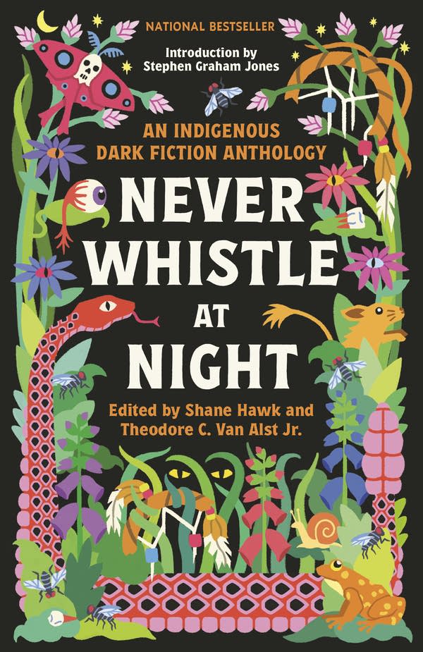 A cover of a book: "Never Whistle at Night."