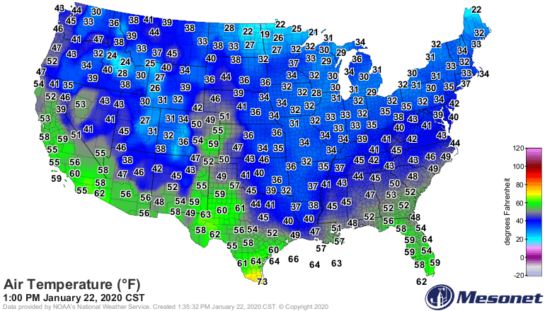 Temperatures Wednesday afternoon