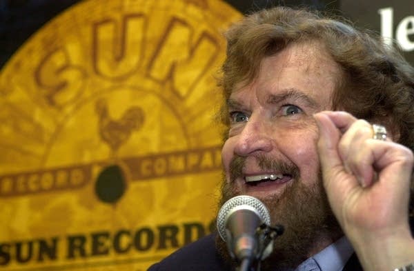 Sun Records founder Sam Phillips answers questions as he prepares to sign autographs at a record store promoting the release of the album "Sun Records: The 50th Anniversary Collection" August 5, 2002 in New York City.