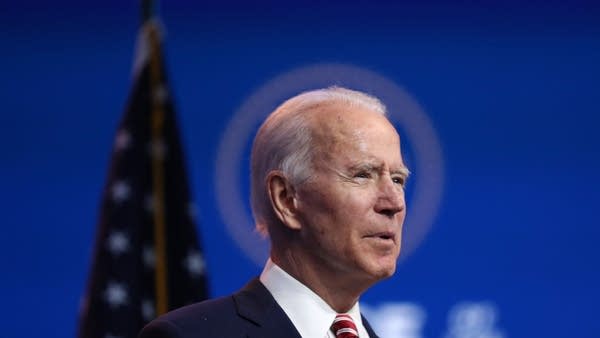 President-elect Joe Biden delivers remarks about the U.S. economy during a press briefing at The Queen theater on November 16, 2020 in Wilmington, Delaware.