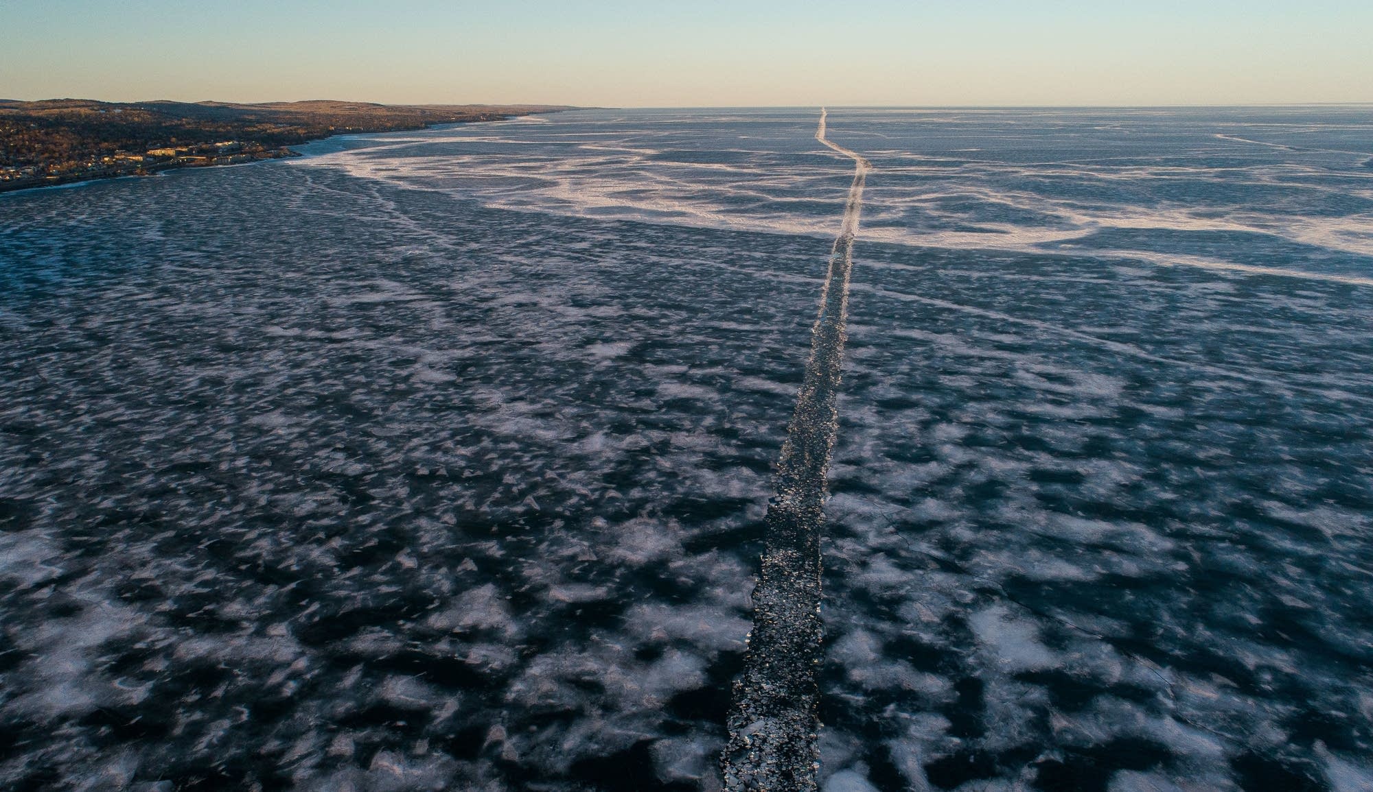 The route through the Lake Superior ice and Mackinaw are visible