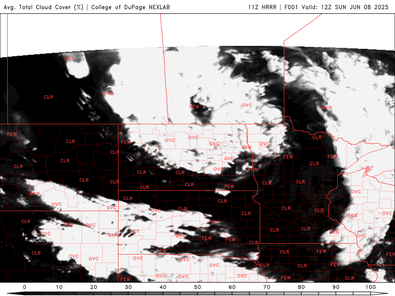 Cloud cover for Sunday