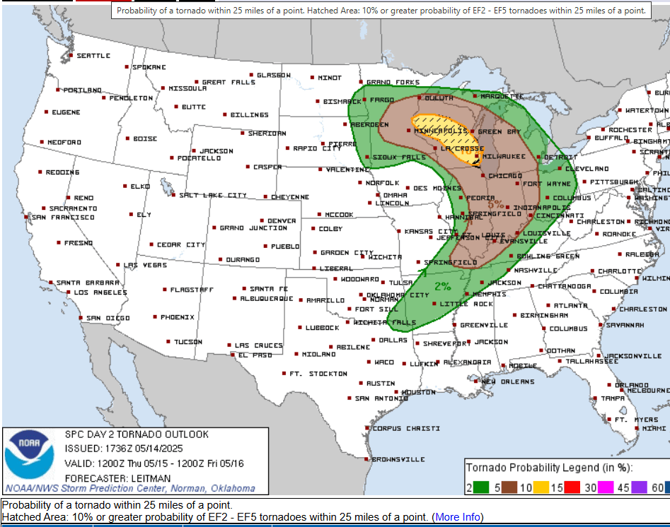 Tornado risk zone