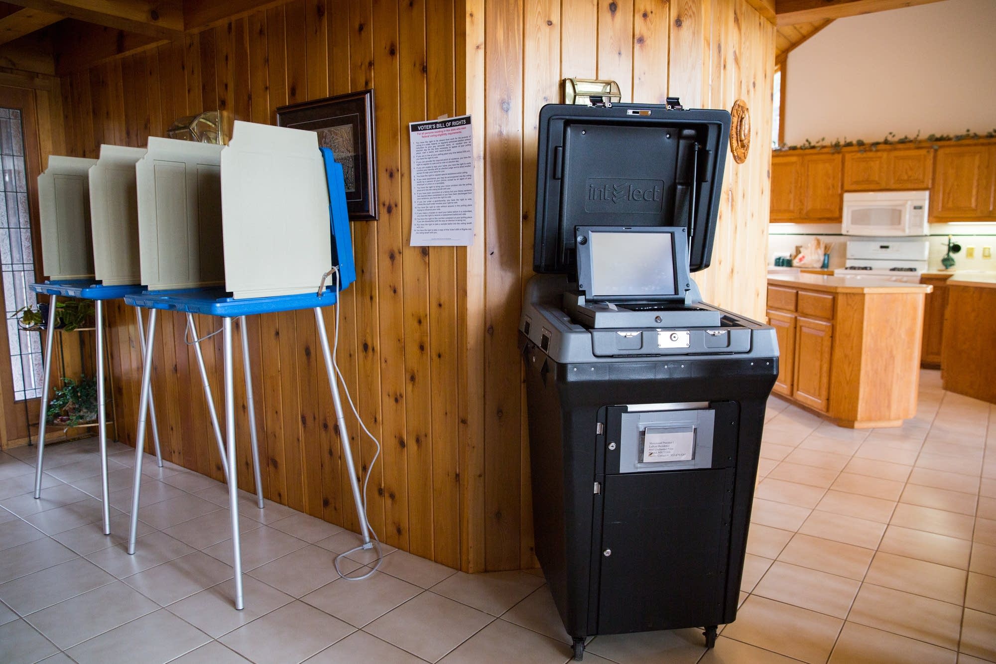 The kitchen and voting booths.