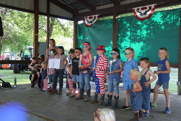 Young boys line up for a contest