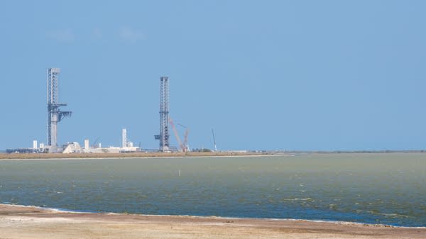 A SpaceX launching site off shore in Boca Chica, Texas.