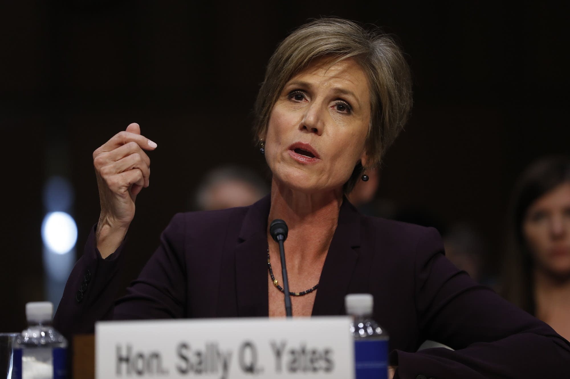 Former acting Attorney General Sally Yates testifies on Capitol Hill.
