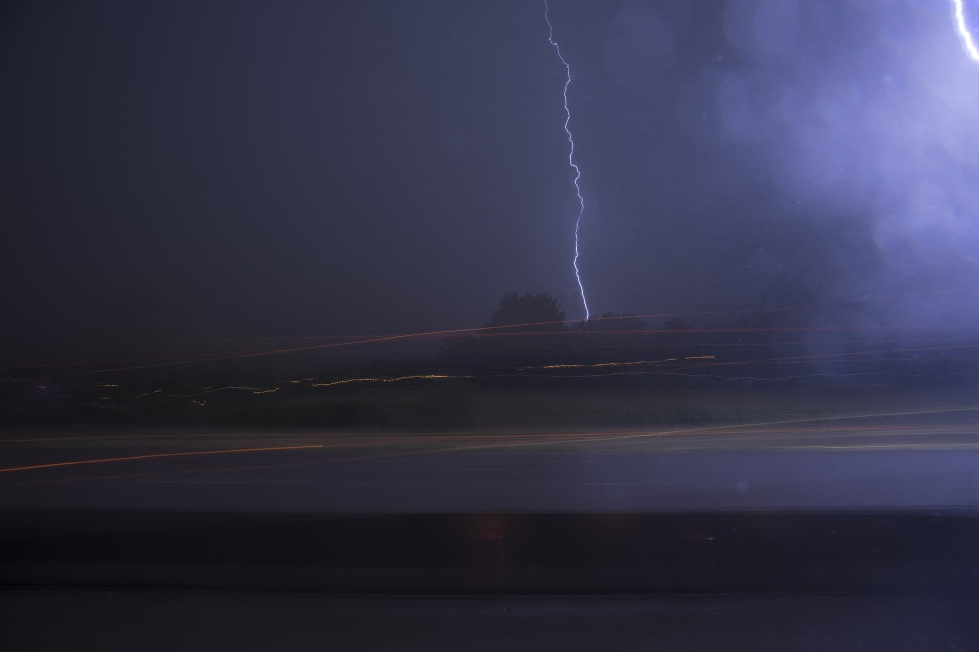 The group was awakened by lightning during the trip.