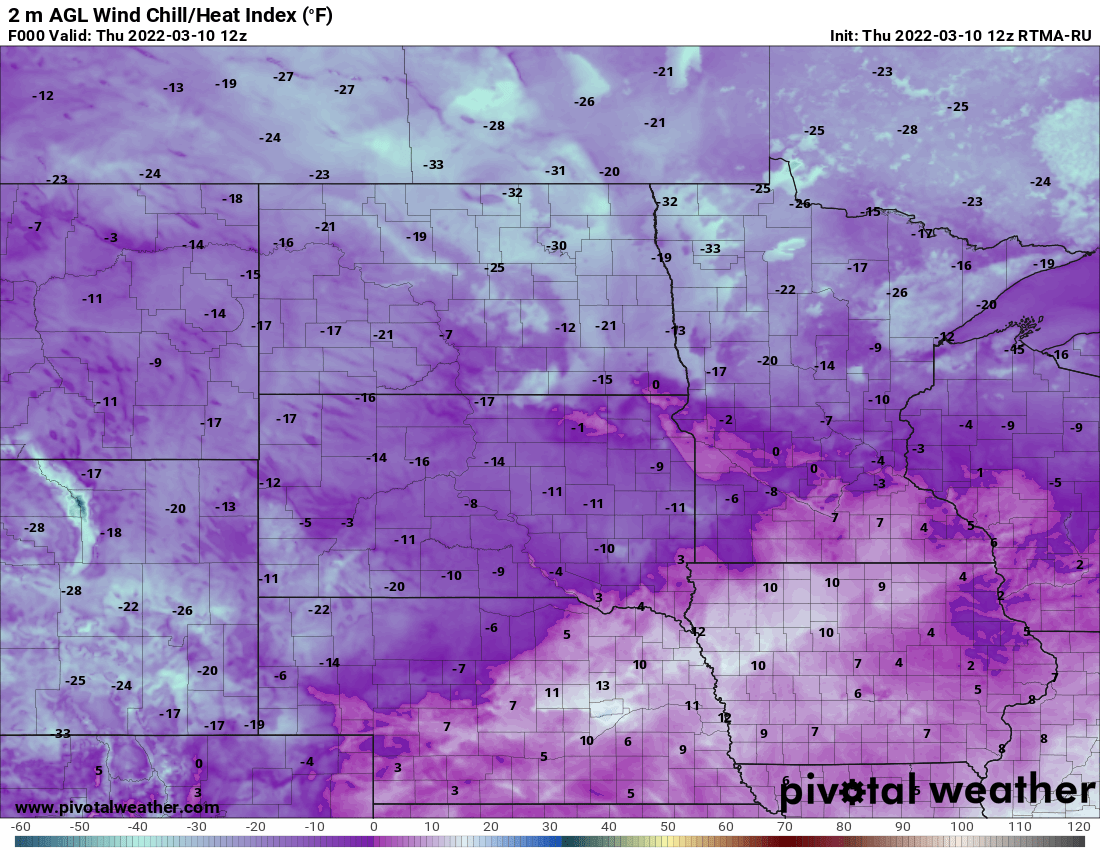 Subzero wind chills Thursday morning; much warmer Sunday