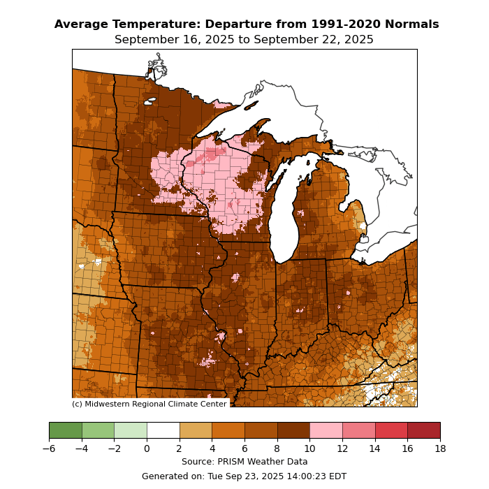 Temperature departure from normal 2