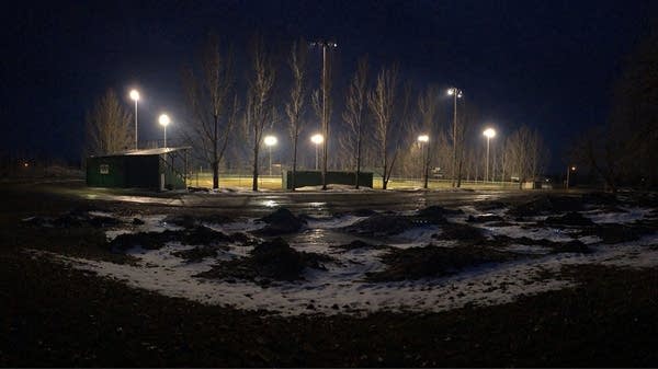 Stadium lights in Ada, Minn.