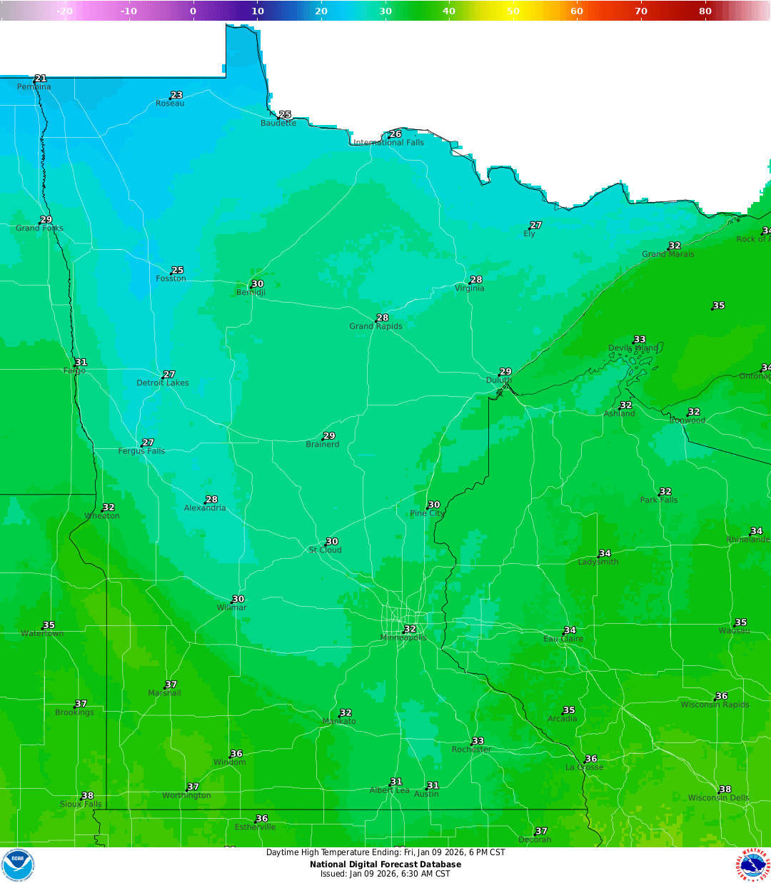Highs for Friday
