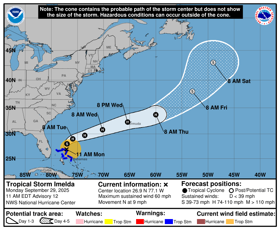 Tropical Storm Imelda projected path