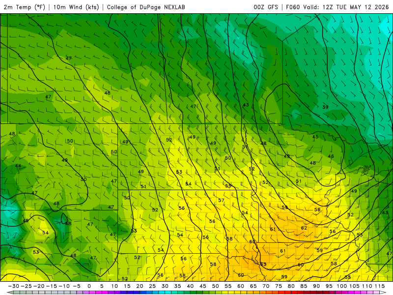 Temperatures Tuesday through Friday