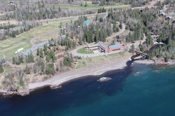 The mouth of the Poplar River where it dumps into Lake Superior