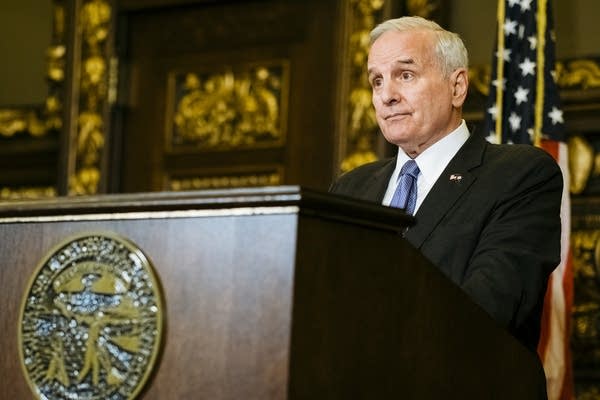 Gov. Mark Dayton speaks at a press conference.