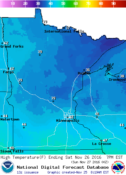 Mostly 30s for our Friday; into the 40s this weekend
