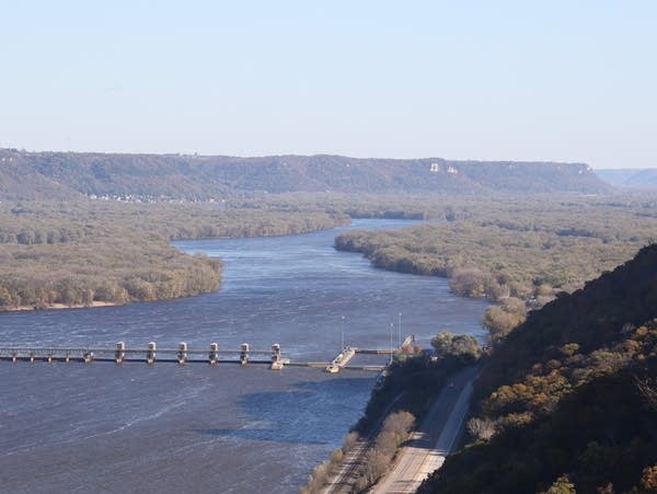 A view of a river valley from a ridgetop