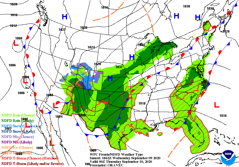Surface weather maps through Friday