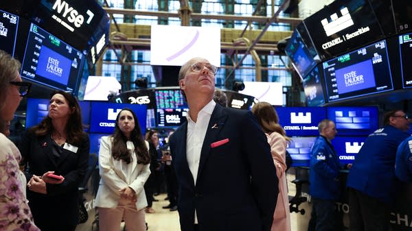 Stephane de La Faverie, CEO of Estee Lauder Companies, observes trading on the floor of the New York Stock Exchange. The global cosmetics firm's stock is down 12% so far this year.