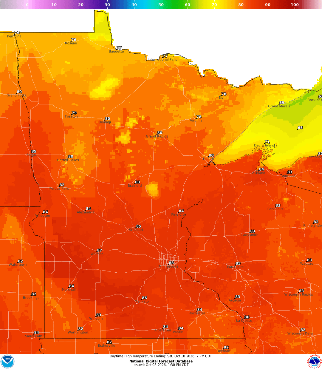 Highs for Saturday
