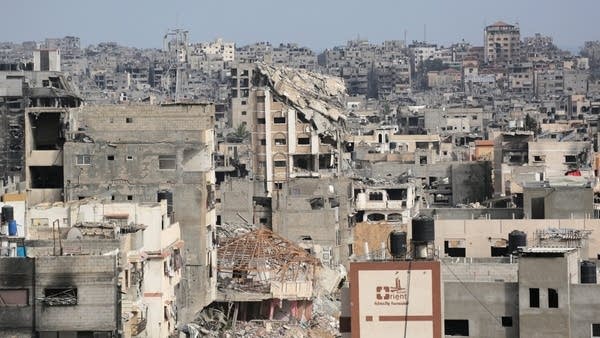 A view of destroyed neighborhoods in Khan Yunis on Tuesday.