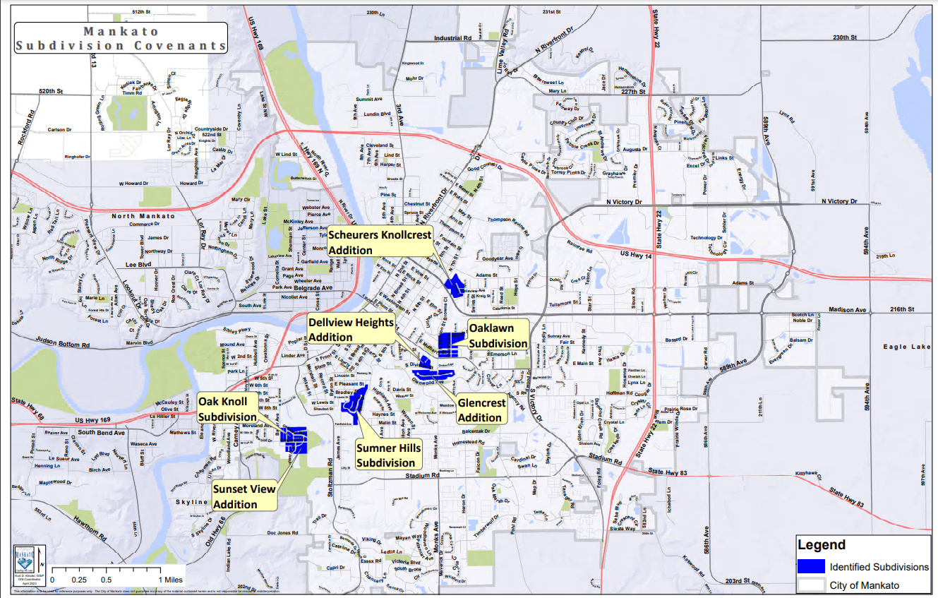 A map shows neighborhoods with racial covenants