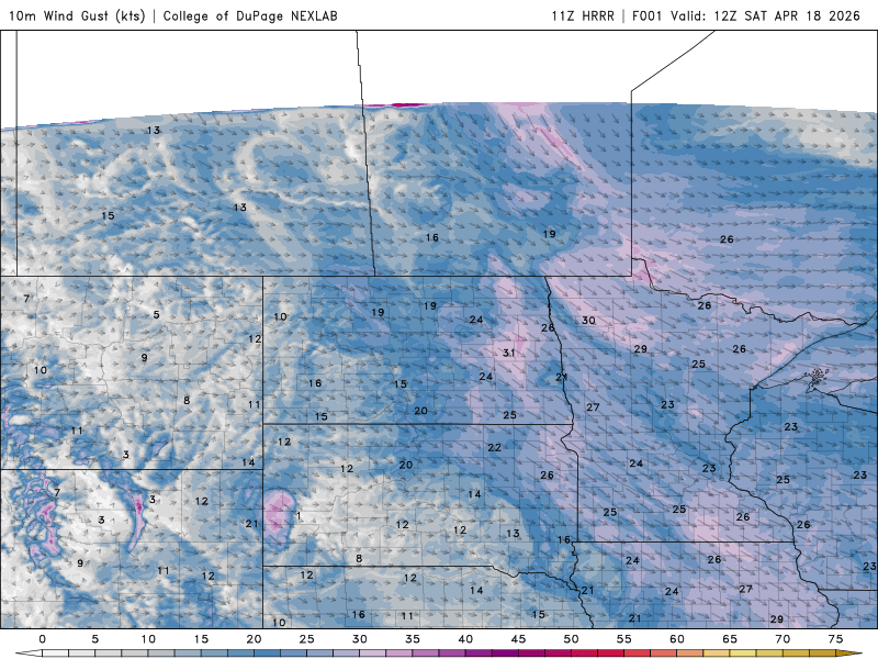 Wind speed and direction for Saturday 7 a.m. to 7 p.m.