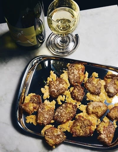 Crispy Smashed Potatoes with Insurance Cheese