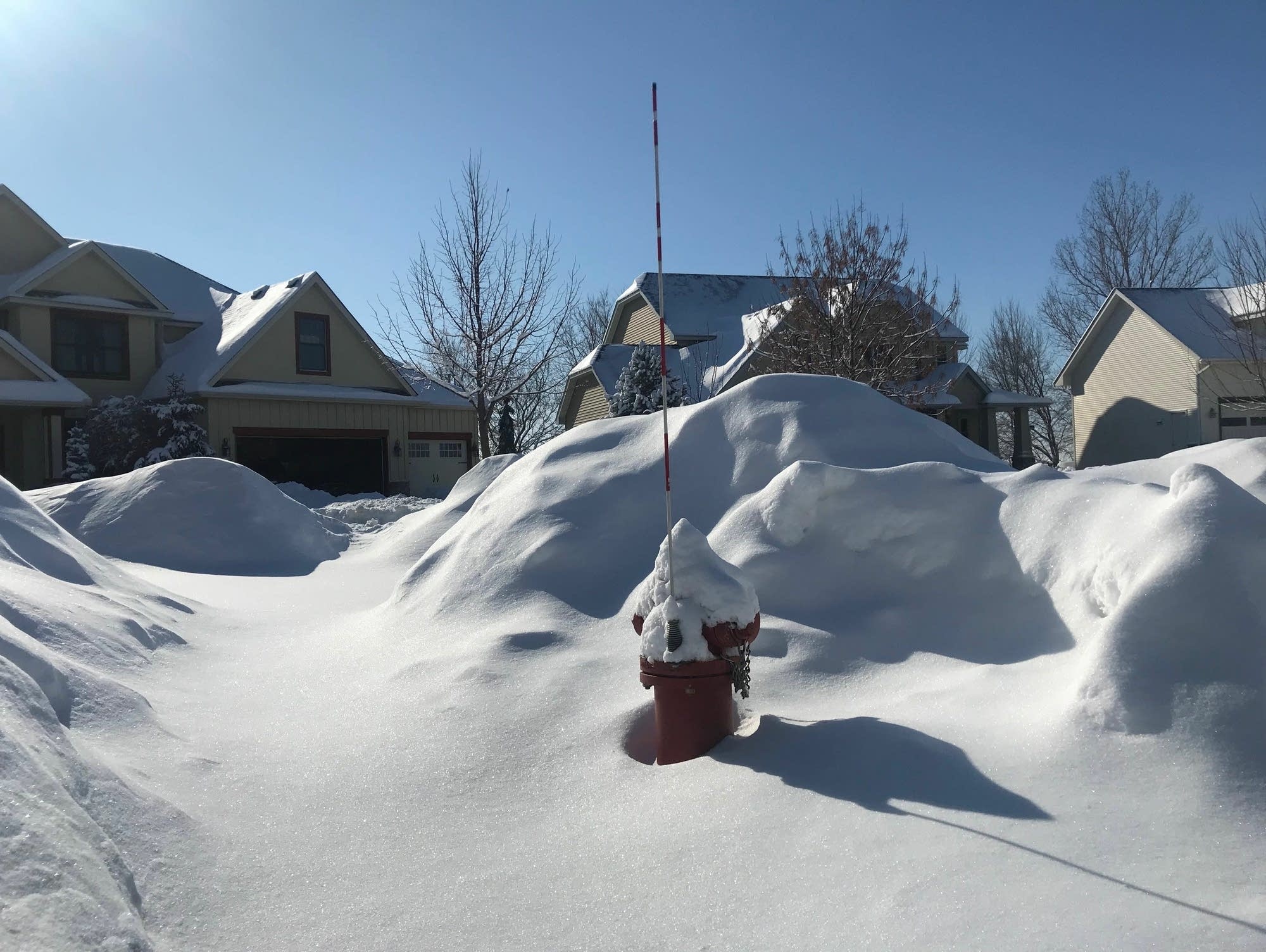 A fire hydrant awaits shoveling out in Chaska