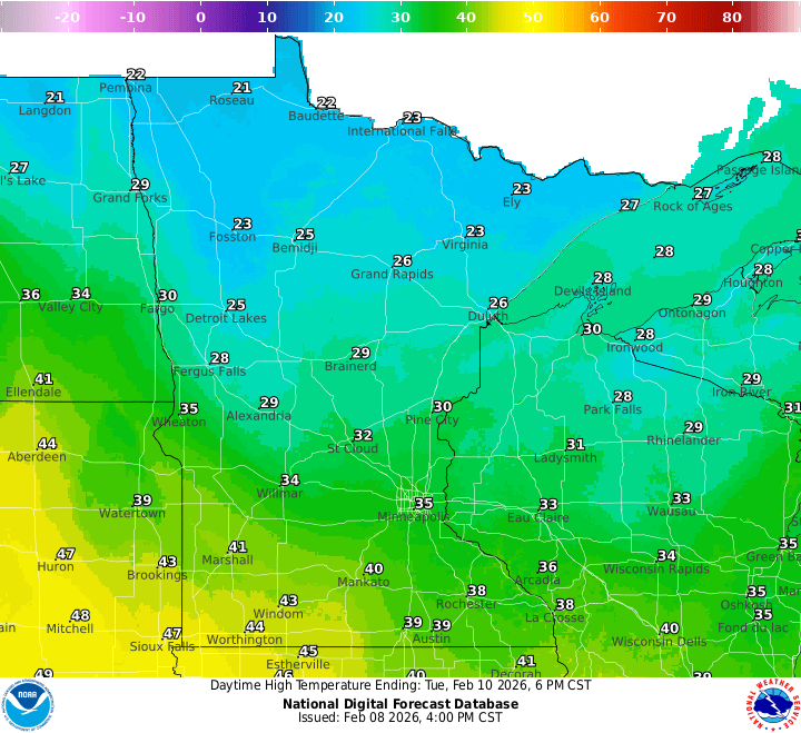 Tuesday's highs