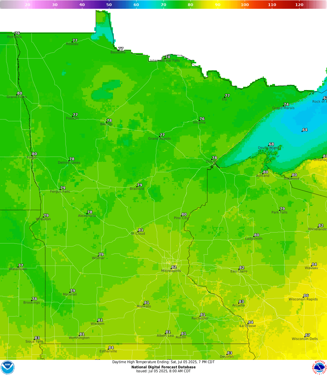 Highs for Saturday