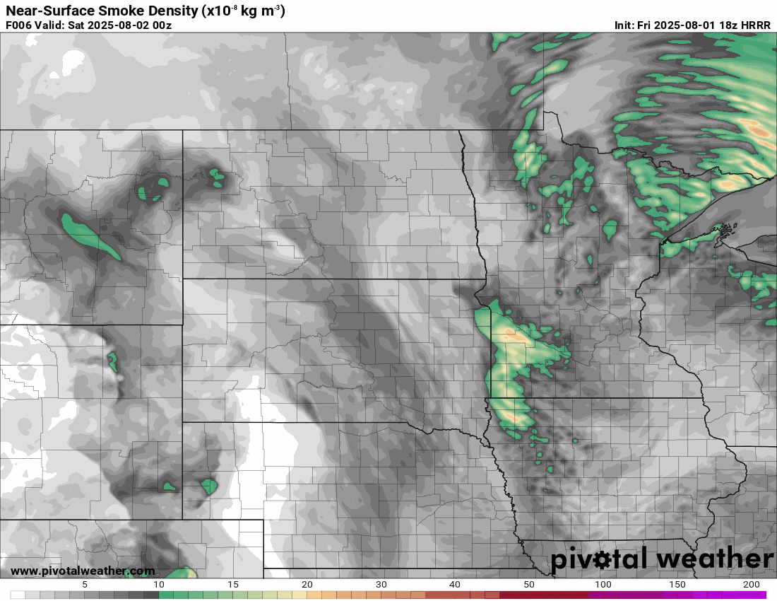NOAA HRRR near surface smoke density