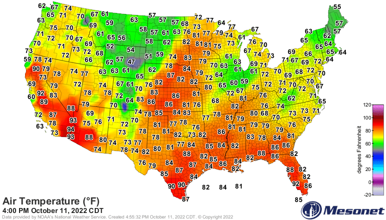Temperatures Tuesday afternoon 2