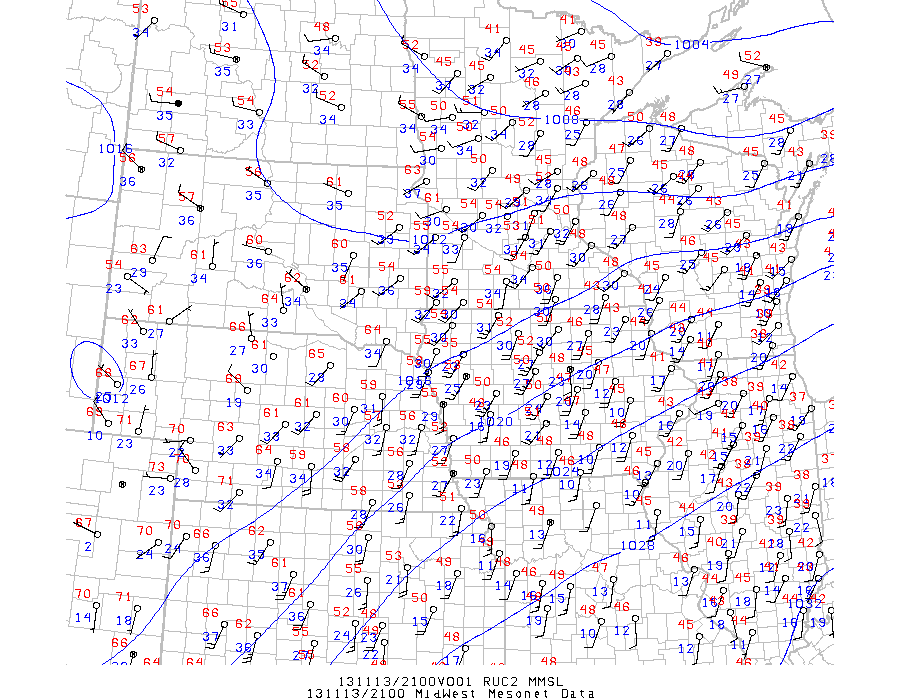 Mid afternoon weather map