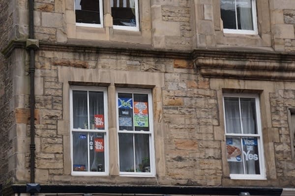 Signs in windows Scotland
