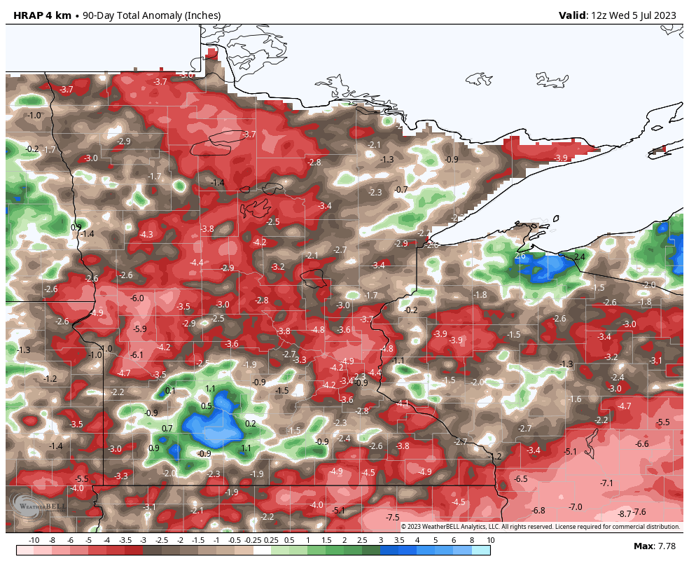 90 day precip anomaly