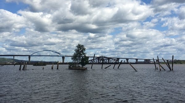 Timbers left behind from Duluth sawmills in the late 1800s, early 1900s