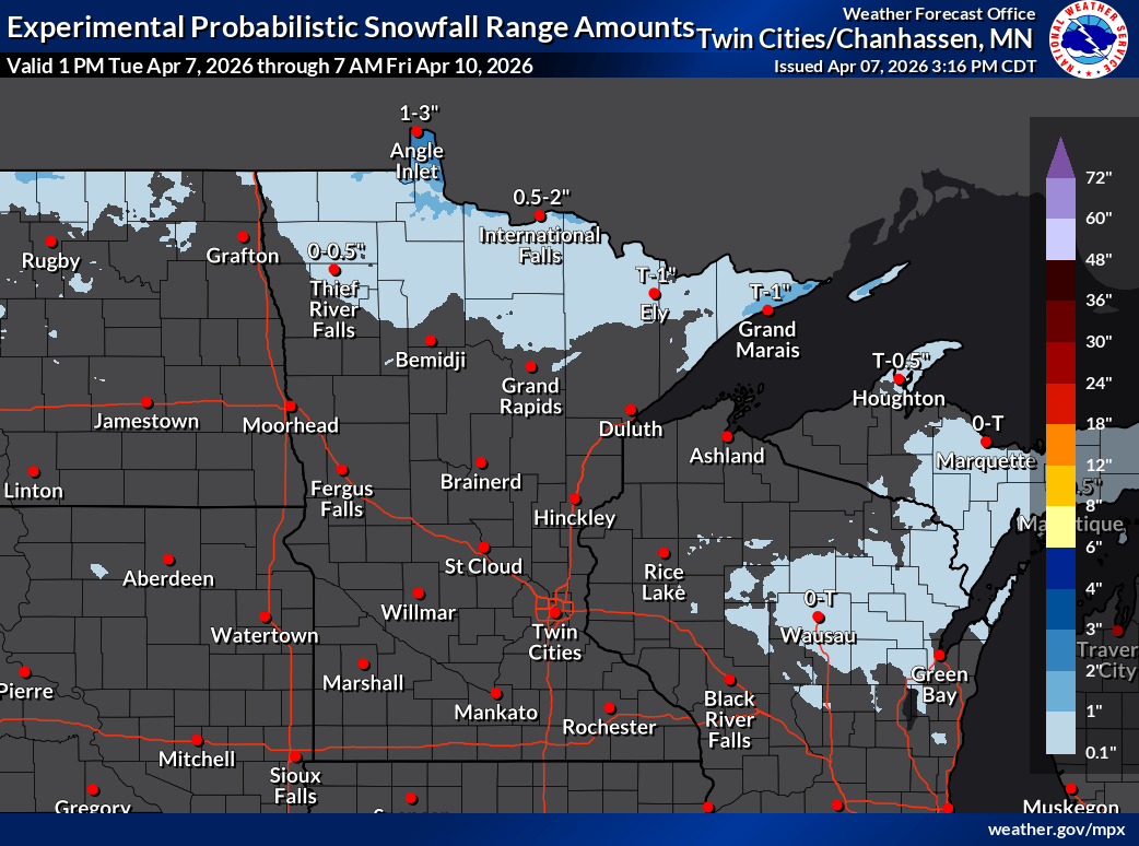Snowfall projection for Minnesota