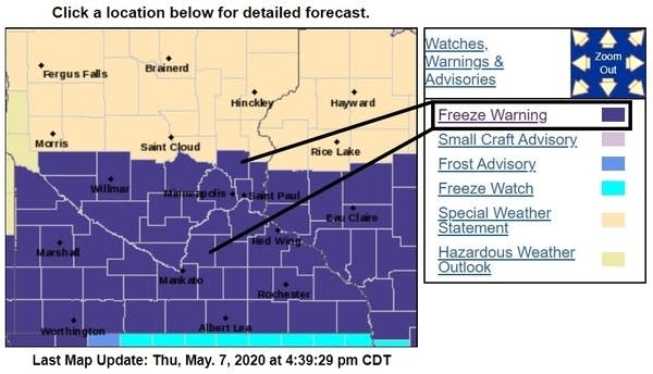 Freeze warnings MN