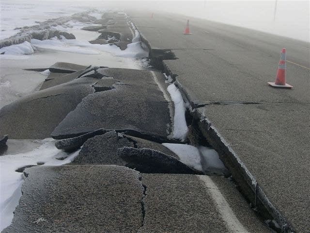 Road damage in Clay County