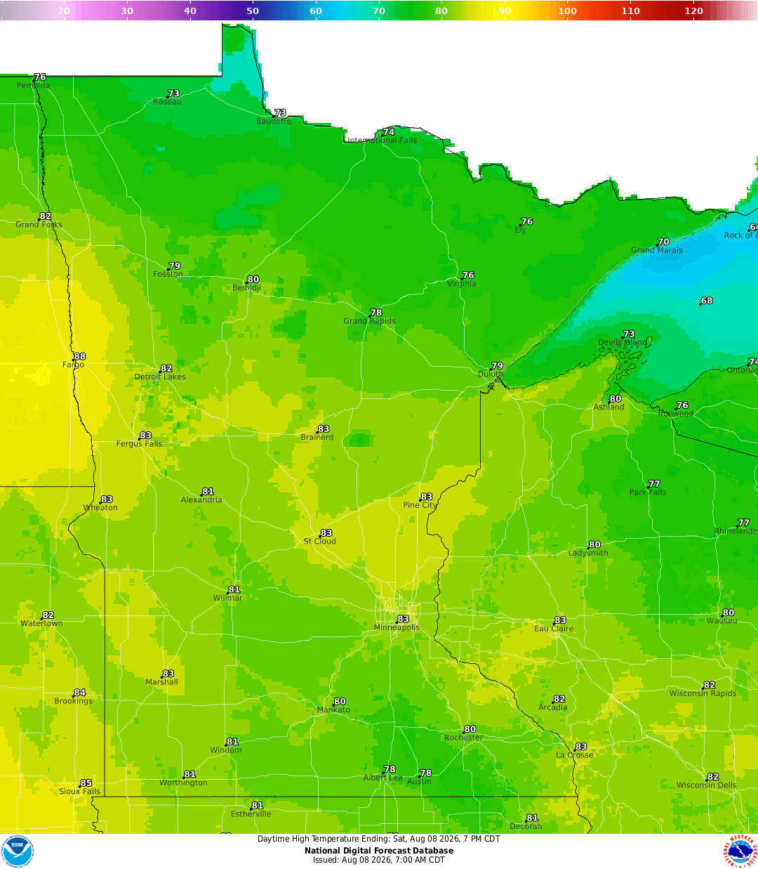 Highs for Saturday