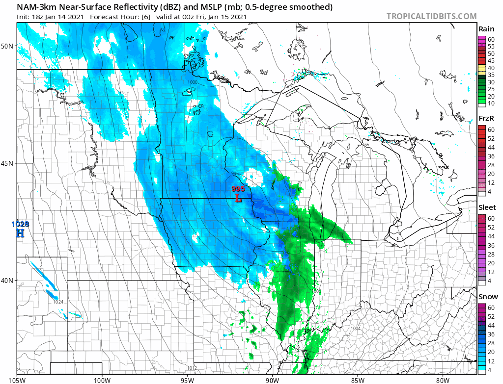 NOAA NAM 3 km model between 6 pm Thursday and noon Friday