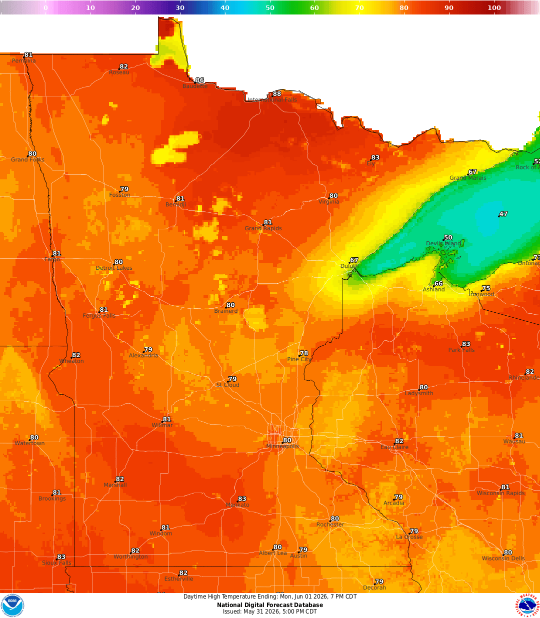 Highs on Monday