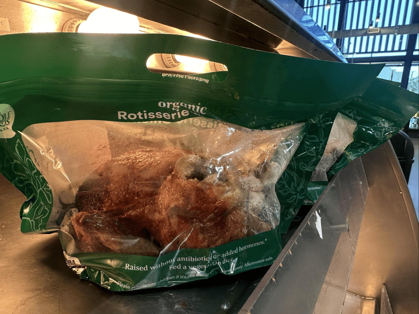 A rotisserie chicken